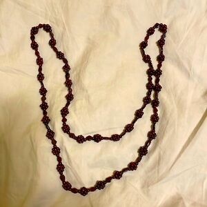 Gorgeous Vintage Bohemian Garnet Beaded Cluster Necklace